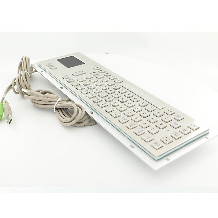 触覚パッド付きワイヤード産業用キーボード USレイアウト フロントパネル サイズ 392 X 110 mm