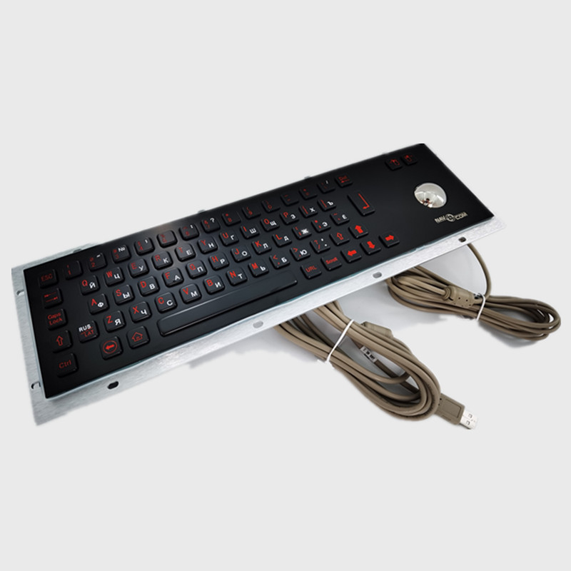 トラックボールが付いているUSBの黒色IP65 IK07のステンレス鋼のキーボード